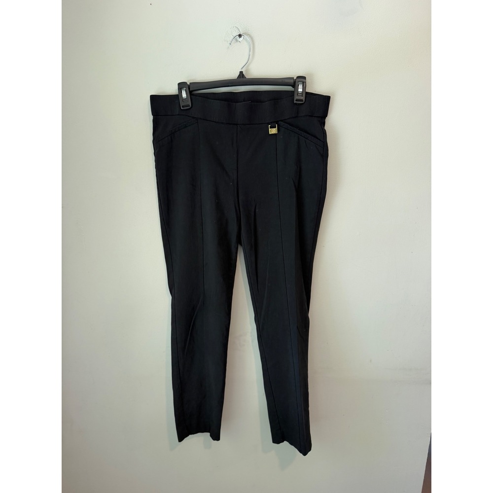 Rafaella Comfort Womens Black Pull On Pants Gold Hardware Stretchy Work Trousers